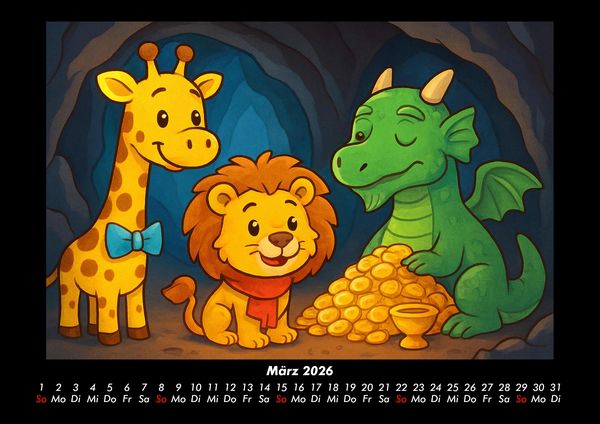 Produktbild: Nala & Buschi in m&auml;rchenhaften Welten 2026 Fotokalender DIN A3