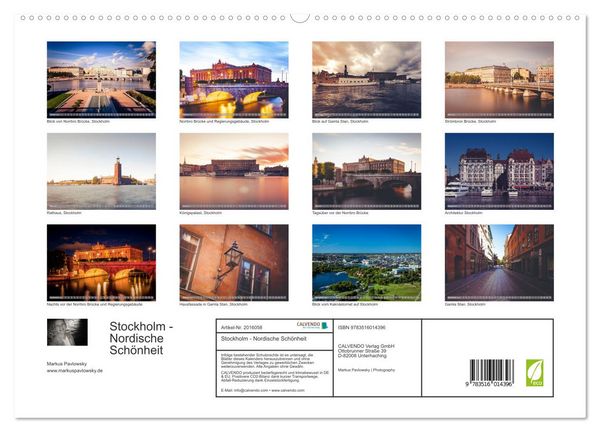 Produktbild: Stockholm - Nordische Sch&ouml;nheit (hochwertiger Premium Wandkalender 2026 DIN A2 quer), Kunstdruck in Hochglanz
