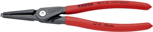 Produktbild: Knipex 48 11 J3 Seegeringzange Passend f&uuml;r (Seegeringzangen) Innenringe 40-100 mm Spitzenform (Details) gerade