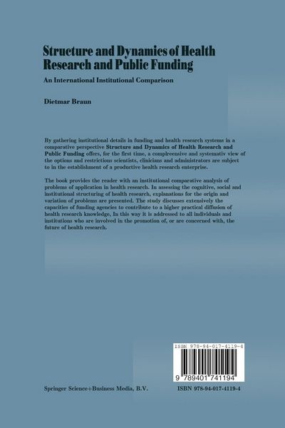 Produktbild: Structure and Dynamics of Health Research and Public Funding