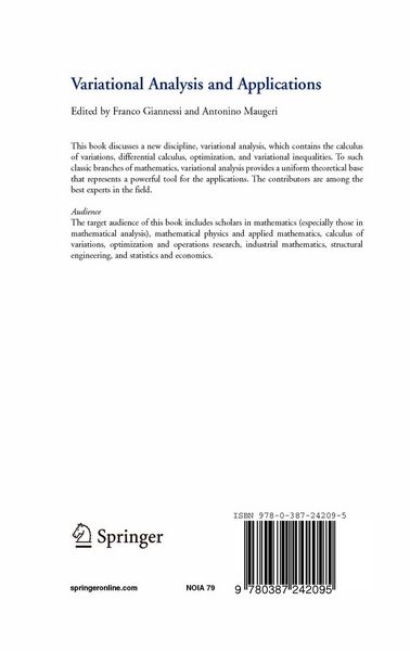Produktbild: Variational Analysis and Applications