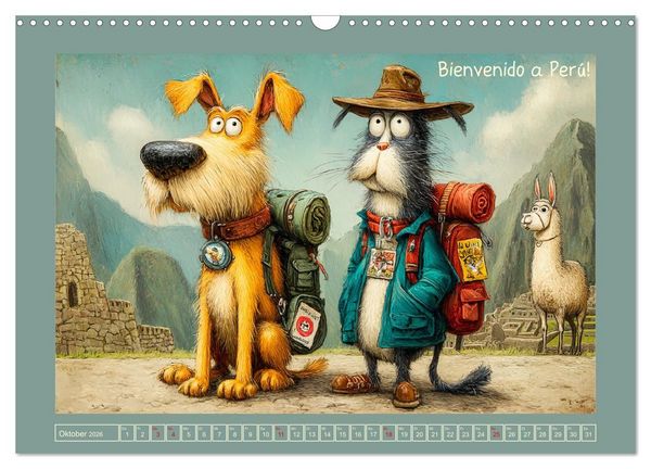 Produktbild: Weltenbummler. Hund und Katz auf Reisen (Wandkalender 2026 DIN A3 quer), CALVENDO Monatskalender
