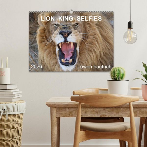 Produktbild: LION KING SELFIES L&ouml;wen hautnah (Wandkalender 2026 DIN A3 quer), CALVENDO Monatskalender