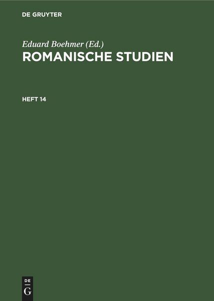 Produktbild: Romanische Studien. Heft 14