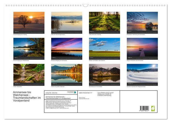 Produktbild: Ammersee bis Walchensee - Traumlandschaften im Voralpenland (Wandkalender 2026 DIN A2 quer), CALVENDO Monatskalender