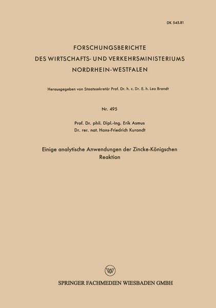 Produktbild: Einige analytische Anwendungen der Zincke-K&ouml;nigschen Reaktion