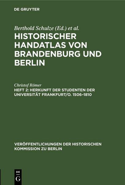 Produktbild: Herkunft der Studenten der Universit&auml;t Frankfurt/O. 1506-1810