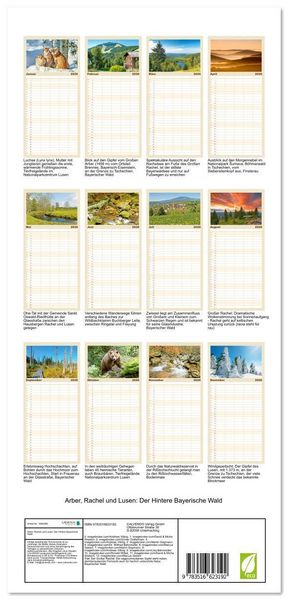 Produktbild: Familienplaner 2026 - Arber, Rachel und Lusen: Der Hintere Bayerische Wald mit 5 Spalten (Wandkalender, 21 x 45 cm) CALVENDO