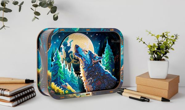 Produktbild: DIAMOND DOTZ - Diamond Painting Box Wolf mit Vollmond