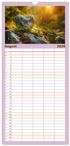 Produktbild: Familienplaner 2026 - Mit dem Herzen der Natur mit 5 Spalten (Wandkalender, 21 x 45 cm) CALVENDO