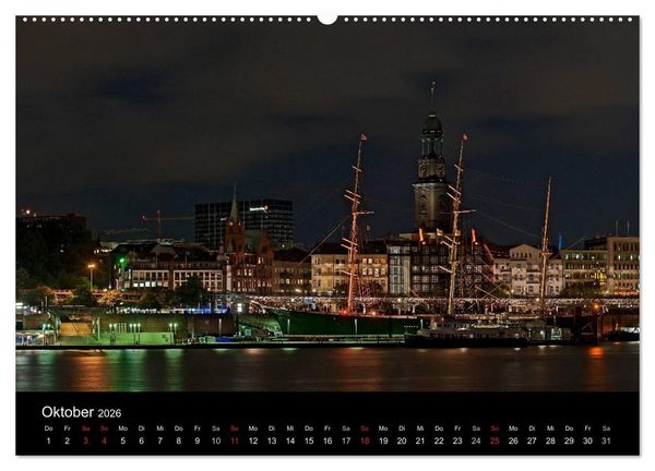 Produktbild: Hamburgs N&auml;chte (Wandkalender 2026 DIN A2 quer), CALVENDO Monatskalender