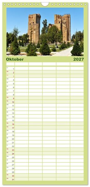 Produktbild: Familienplaner 2027 - Usbekistan, Perlen der Seidenstra&szlig;e mit 5 Spalten (Wandkalender, 21 x 45 cm) CALVENDO
