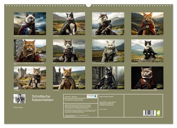Produktbild: Schottische Katzenhelden (Wandkalender 2026 DIN A2 quer), CALVENDO Monatskalender
