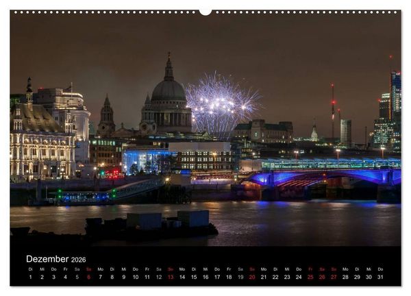 Produktbild: London - Nachts an der Themse (Wandkalender 2026 DIN A2 quer), CALVENDO Monatskalender