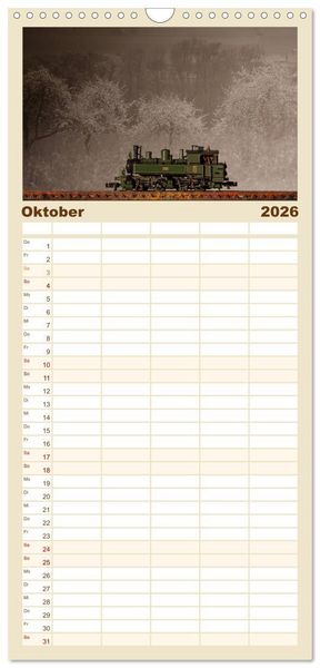 Produktbild: Familienplaner 2026 - Dampflokomotiven in Spur N mit 5 Spalten (Wandkalender, 21 x 45 cm) CALVENDO