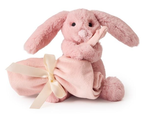 Teddy Hermann 94002 - Hase mit Schnuffeltuch, rosa, Plüsch, 17 cm