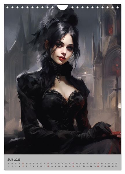 Produktbild: Gothic-Queens. Schaurig-sch&ouml;n im Renaissance-Stil (Wandkalender 2026 DIN A4 hoch), CALVENDO Monatskalender