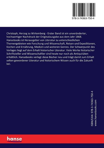 Produktbild: Christoph, Herzog zu Wirtemberg