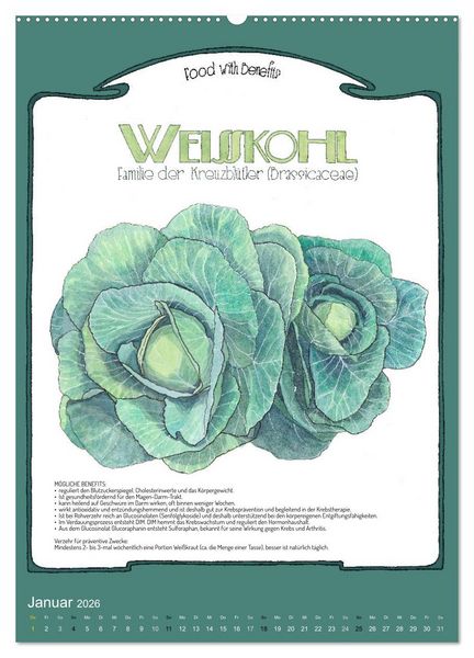 Produktbild: Food with Benefits (Wandkalender 2026 DIN A2 hoch), CALVENDO Monatskalender