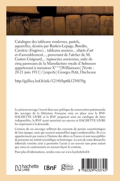 Produktbild: Catalogue de Tableaux Modernes, Pastels, Aquarelles, Dessins Par Bastien-Lepage, Boudin, E. Carri&egrave;re