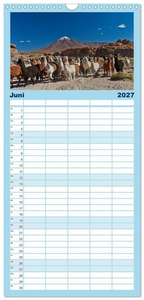 Produktbild: Familienplaner 2027 - Bolivien Andenlandschaften mit 5 Spalten (Wandkalender, 21 x 45 cm) CALVENDO