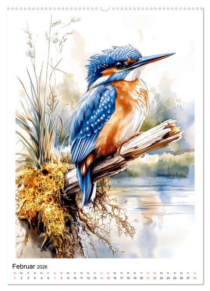 Produktbild: V&ouml;gel - gefiederte Freunde in Wald und Feld (Wandkalender 2026 DIN A2 hoch), CALVENDO Monatskalender