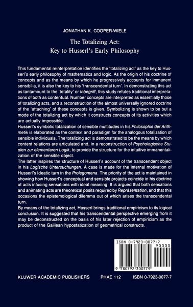 Produktbild: The Totalizing Act: Key to Husserl&rsquo;s Early Philosophy