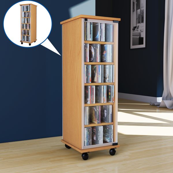 Produktbild: Holz CD DVD Stand Regal Schrank Valenza Glast&uuml;r