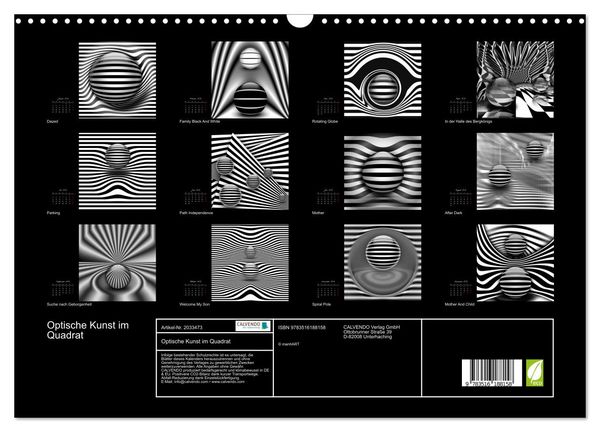 Produktbild: Optische Kunst im Quadrat (Wandkalender 2026 DIN A3 quer), CALVENDO Monatskalender