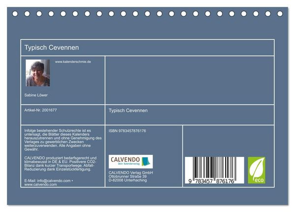 Produktbild: Typisch Cevennen (Tischkalender 2026 DIN A5 quer), CALVENDO Monatskalender