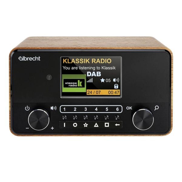 Albrecht DR 866 Tischradio DAB+, FM AUX, Bluetooth®, DAB+, UKW Fühlbare Tasten, Sprachausgabe, Weckfunktion Walnuss