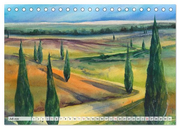Produktbild: B&auml;ume in Aquarell (Tischkalender 2026 DIN A5 quer), CALVENDO Monatskalender