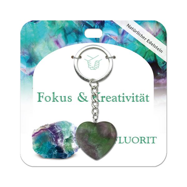 Produktbild: Fluorit Herz Schl&uuml;sselanh&auml;nger