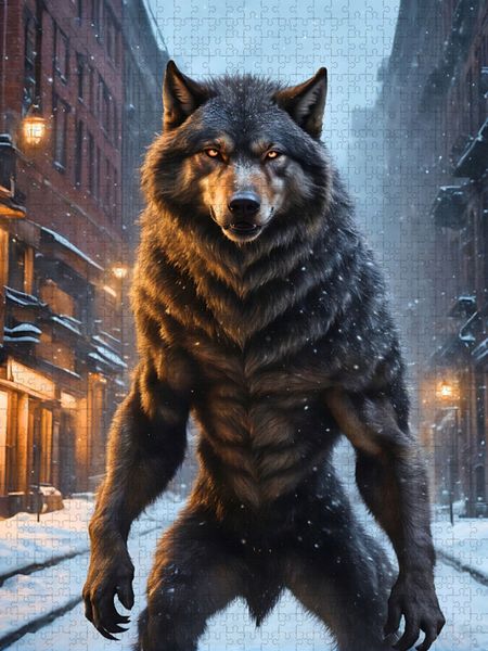 Produktbild: CALVENDO Puzzle Werwolf in der kalten Neujahrsnacht | 1000 Teile Lege-Gr&ouml;&szlig;e 64x48cm Foto-Puzzle f&uuml;r gl&uuml;ckliche Stunden