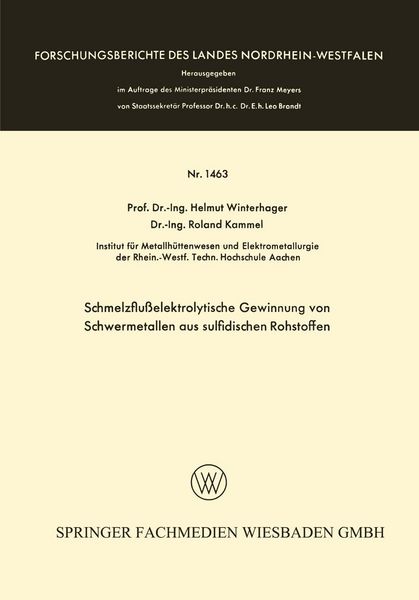 Produktbild: Schmelzflu&szlig;elektrolytische Gewinnung von Schwermetallen aus sulfidischen Rohstoffen