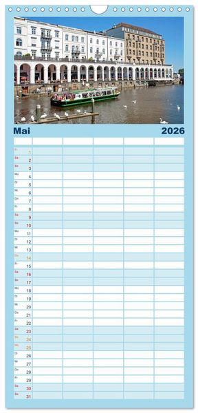 Produktbild: Familienplaner 2026 - Hamburg mit 5 Spalten (Wandkalender, 21 x 45 cm) CALVENDO