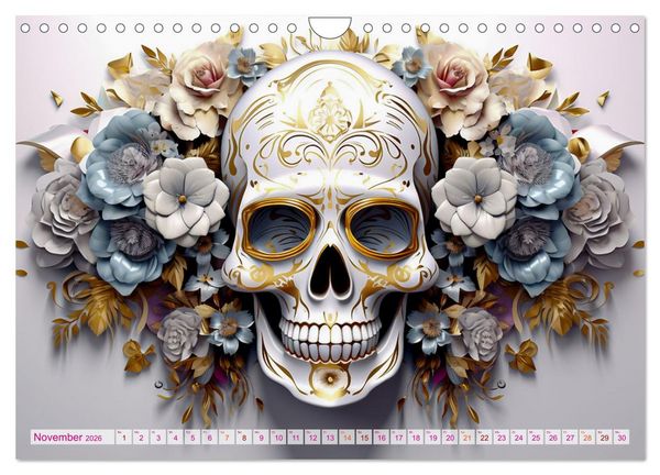 Produktbild: Skull Flower - Totenkopf ART (Wandkalender 2026 DIN A4 quer), CALVENDO Monatskalender