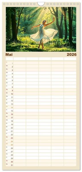 Produktbild: Familienplaner 2026 - Fl&uuml;gel aus Licht - Ballett in der Poesie der Natur mit 5 Spalten (Wandkalender, 21 x 45 cm) CALVENDO