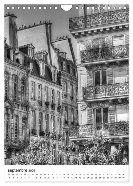 Produktbild: Paris noir blanc (Calendrier mural 2026 DIN A4 horizontal), CALVENDO calendrier mensuel