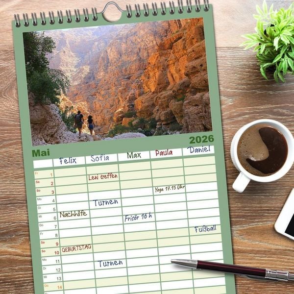 Produktbild: Familienplaner 2026 - Unterwegs im Weihrauchland Oman mit 5 Spalten (Wandkalender, 21 x 45 cm) CALVENDO