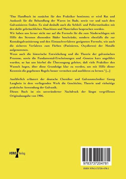 Produktbild: Handbuch der elektrolytischen (galvanischen) Metallniederschl&auml;ge