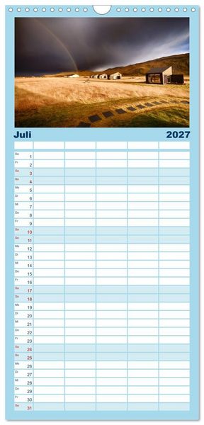 Produktbild: Familienplaner 2027 - Island - Rundreise im Oktober mit 5 Spalten (Wandkalender, 21 x 45 cm) CALVENDO
