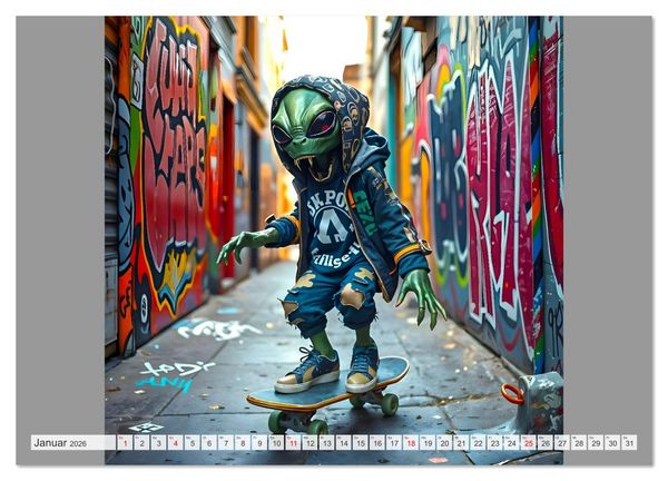 Produktbild: NEONZ - Graffiti trifft Galaxie (hochwertiger Premium Wandkalender 2026 DIN A2 quer), Kunstdruck in Hochglanz