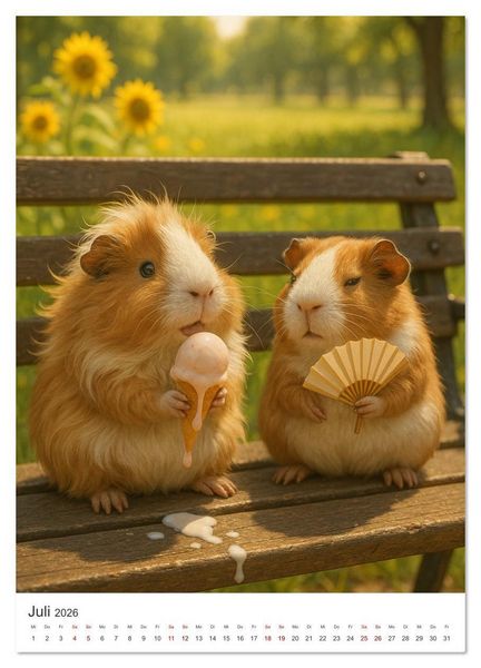 Produktbild: Cozy Moments - Meerschweinchen Kalender (hochwertiger Premium Wandkalender 2026 DIN A2 hoch), Kunstdruck in Hochglanz