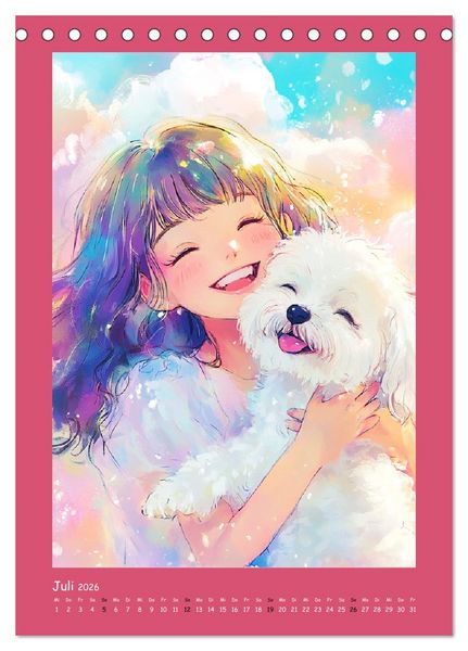 Produktbild: Zauberhafte Momente. Rosa Tr&auml;ume im Manga-Stil (Tischkalender 2026 DIN A5 hoch), CALVENDO Monatskalender