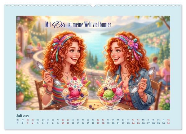 Produktbild: Freundin - Schwester - Lieblingsmensch (hochwertiger Premium Wandkalender 2027 DIN A2 quer), Kunstdruck in Hochglanz