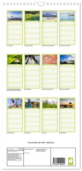 Produktbild: Familienplaner 2026 - Trauminseln der Welt - Mauritius mit 5 Spalten (Wandkalender, 21 x 45 cm) CALVENDO