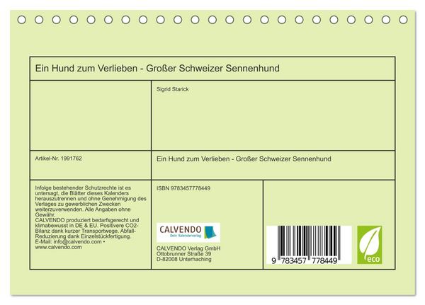 Produktbild: Ein Hund zum Verlieben - Gro&szlig;er Schweizer Sennenhund (Tischkalender 2026 DIN A5 quer), CALVENDO Monatskalender