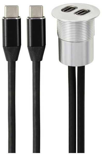 Produktbild: TRU COMPONENTS USB-C&reg; (3.1) 2x Buchse/Stecker 1m Kabel silber TC-13376316 Inhalt: 1St.