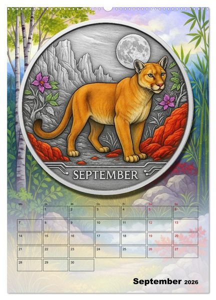 Produktbild: Katzenadel in Silber (hochwertiger Premium Wandkalender 2026 DIN A2 hoch), Kunstdruck in Hochglanz